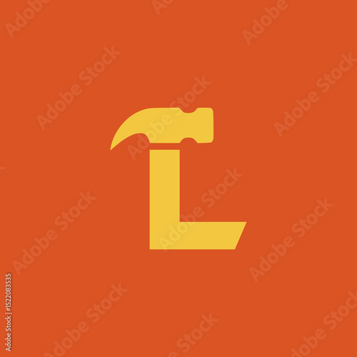letter L hammer construction company logo vector illustration template design