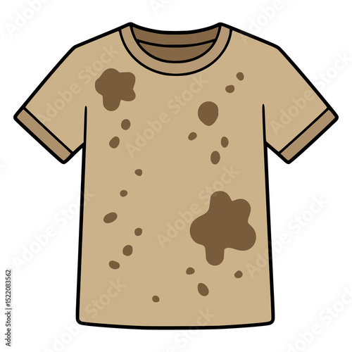 dirty t shirt mud flat color vector illustration template design