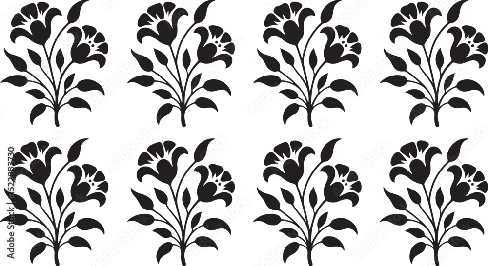 Fototapeta premium Seamless Repeating Floral Silhouette Pattern Design