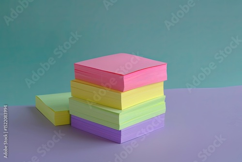 High Definition View of Four Stacks of Sticky Notes