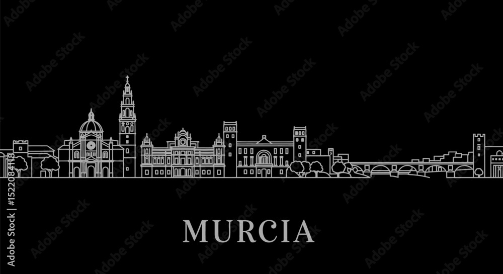 Obraz premium Murcia Skyline Outline.