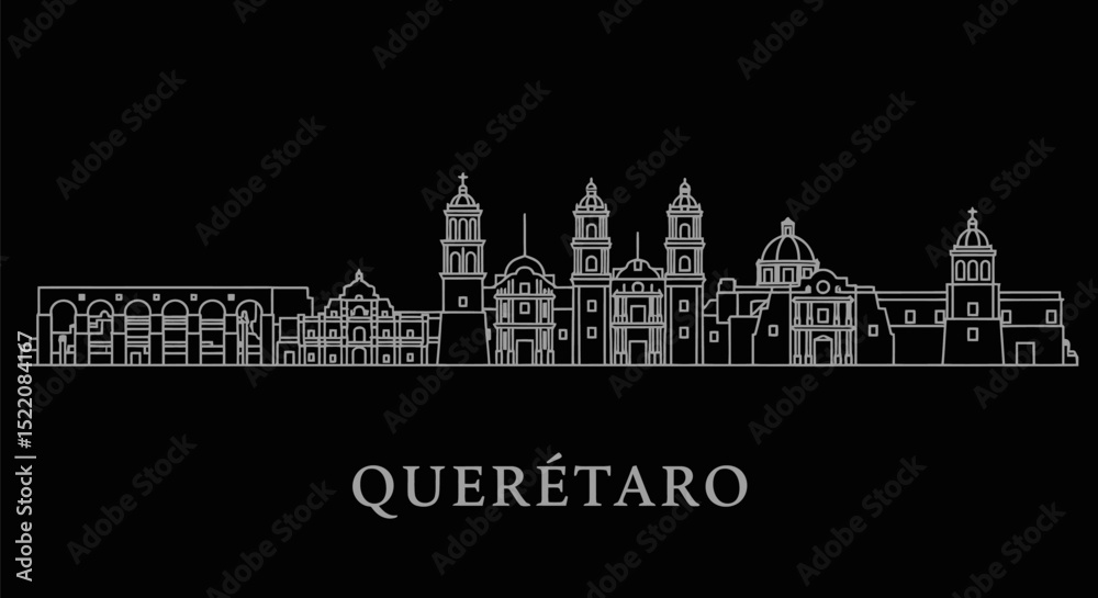 Fototapeta premium Queretaro Skyline Outline. (1)