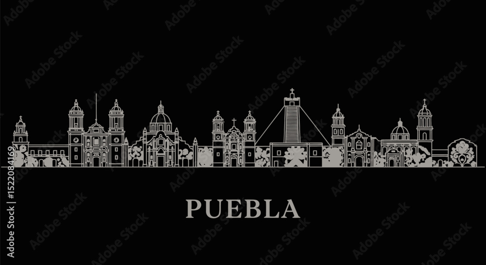 Obraz premium Puebla Skyline Silhouette.