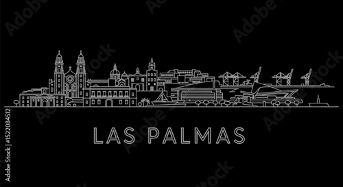Las Palmas Skyline Vector Travel Canary Islands.