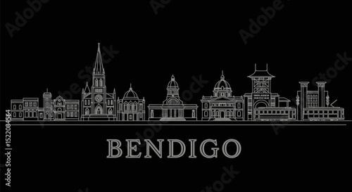 Bendigo City Skyline Silhouette Vector.