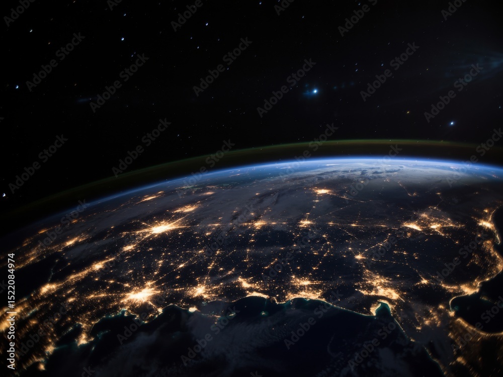 Obraz premium Earth at night stunning space view city lights