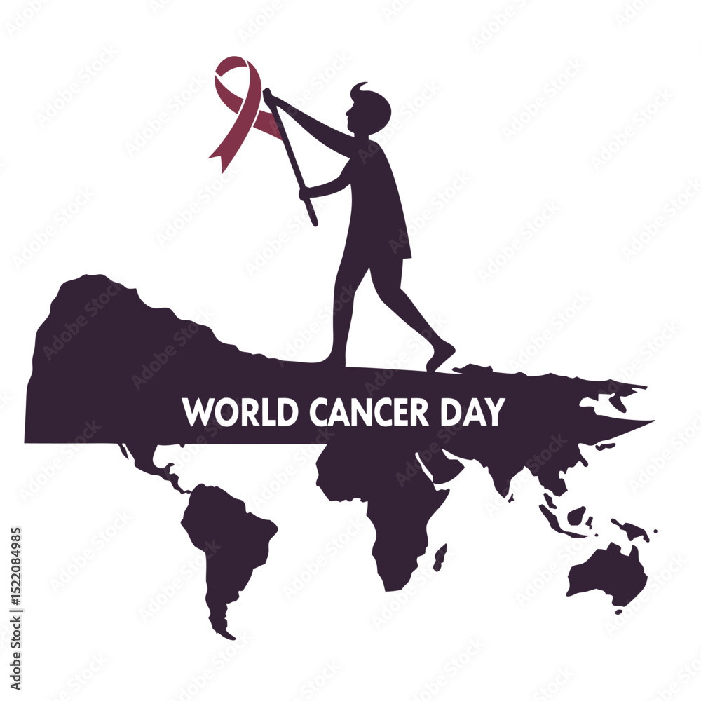 Fototapeta premium silhouette World Cancer Day on white background