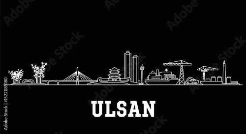 Ulsan Skyline with Korea Minimalist Cityscape.