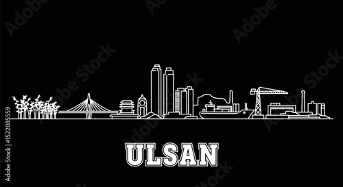 Ulsan Skyline with South Korea, Cityscape, and Silhouette.