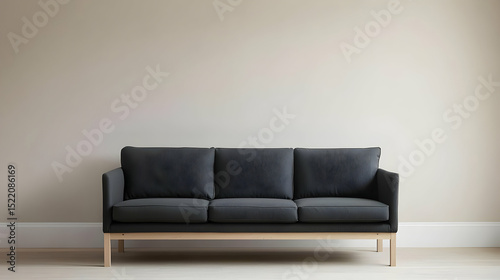 Dark Gray Sofa With Light Wood Legs In Empty Room
