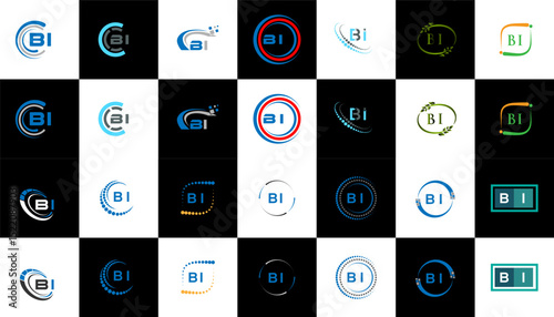 BI minimalist and classic logo set design.
