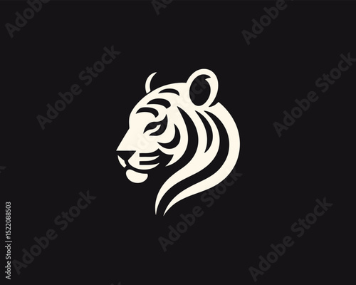 Minimalist tiger head symbol for logo use
