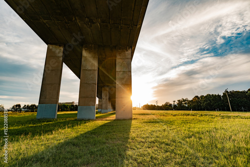 Concrete pylons under Stockton Bridge in Newcastle