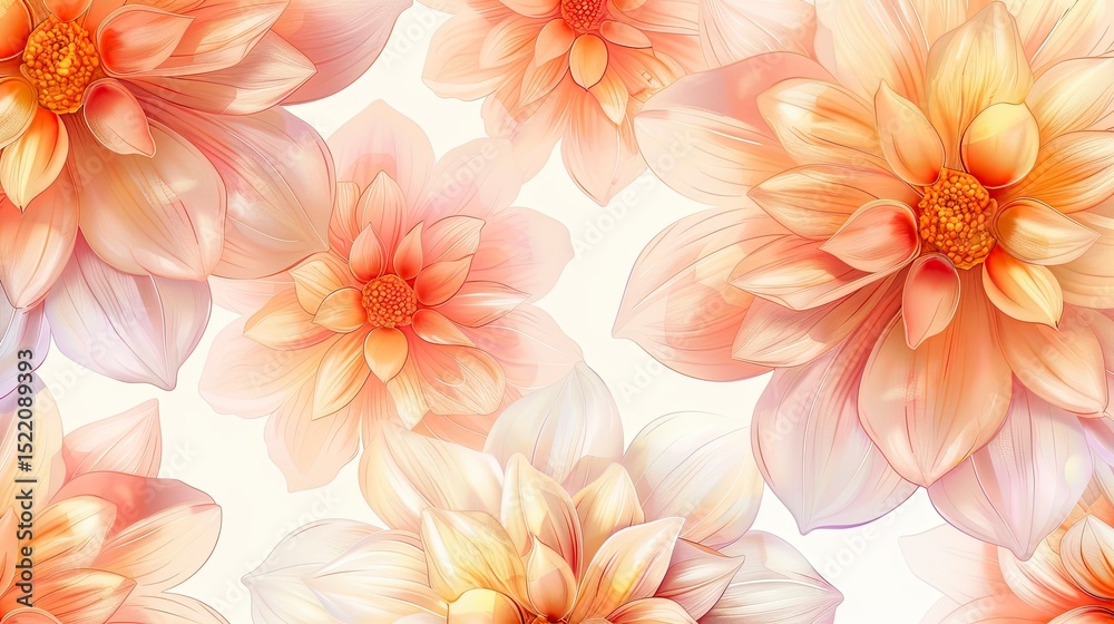Obraz premium Delicate peach and orange dahlia floral pattern