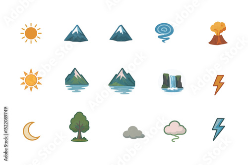 camping icons set