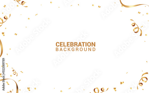 Celebration blank background clipart design. Greeting card template clip art with gold confetti elements for minimal and simple editable invitation template vector illustration. 
