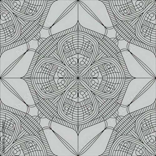 Intricate Zentangle seamless pattern. Meditative abstract background with geometric shapes and repeating line art for mindfulness, relaxation, and coloring book design.