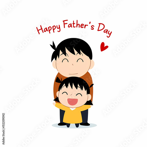 Happy fathers day a joyful father embraces his smiling daughter, isolated on white background