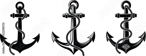 Black Silhouette Anchor Icons