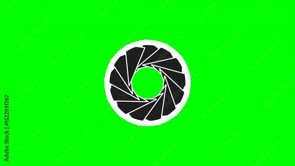 Camera shutter aperture animation on green screen background. 4k 60fps