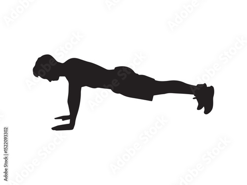 Dynamic Push-up Exercise Silhouette - Fitness Plank Pose Workout Illustration