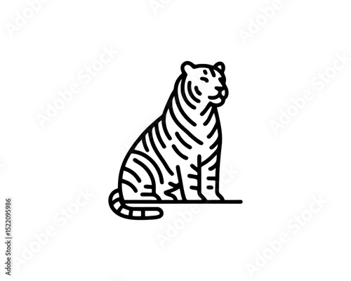Minimal tiger outline logo black and white