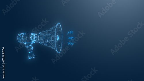 A futuristic digital megaphone emitting sound waves, symbolizing communication and technology in a modern design.
