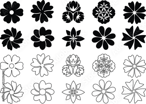 Flower icon collection - vector illustration