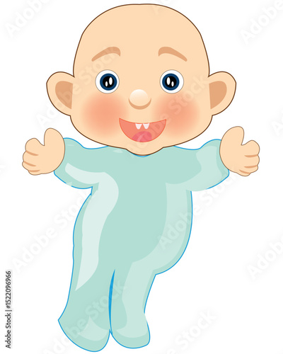 Child infant on white background is insulated