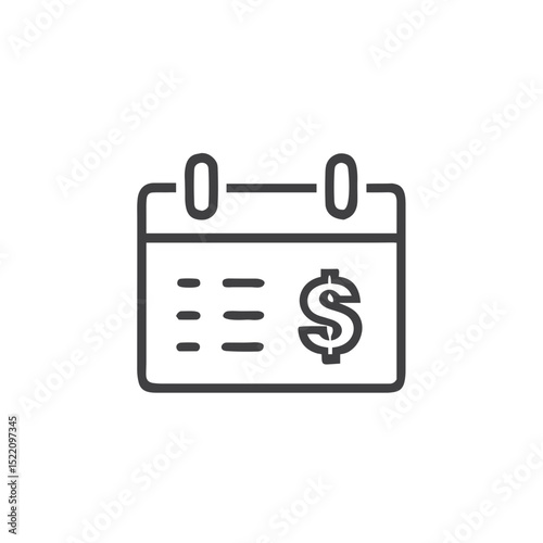 Calendar with Dollar Sign icon for finance blogs, business websites, accounting reports, tax reminders, money management, presentations