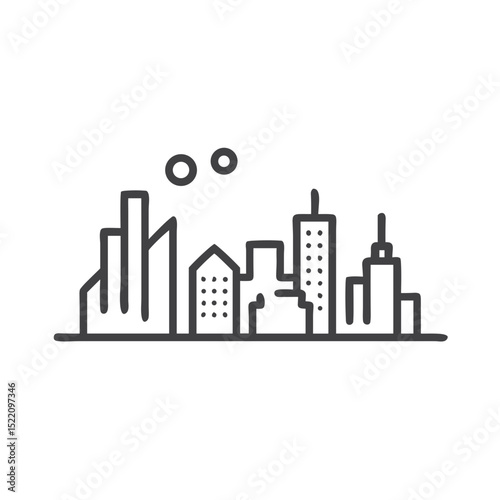 City Skyline Panorama Icon for Urban Websites, Real Estate Apps, Tourism Platforms, Metropolitan Event Marketing and Architectural Design Projects