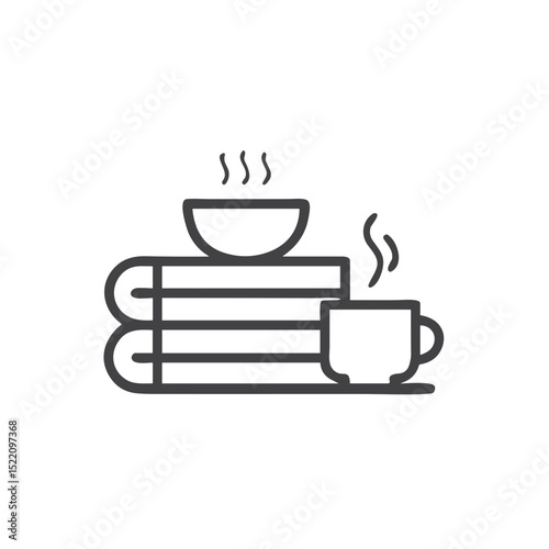 Coffee and Books Icon for Reading Blogs, Cafe Websites, Bookstore Marketing, Library Apps and Educational Content Platforms