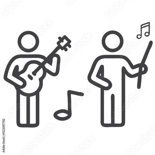 Playing musical instruments icon for music blogs, event posters, educational materials, concert promotions, art websites