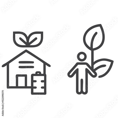 Sustainable Living Habits Icon for Environmental Websites, Green Lifestyle Blogs and Eco-friendly Product Marketing - Ecological Home Design Symbol
