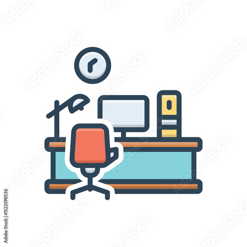Color illustration icon for work place