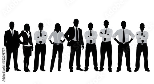 Business team silhouette vector illustration for corporate leadership and teamwork success concept design