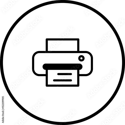 Simple Black and White Printer Icon Graphic Illustration for Web and Print Design