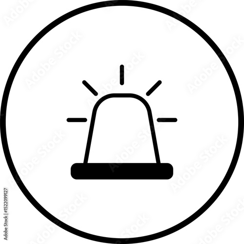 Siren icon in a circle, representing emergency alert or alarm situation vector