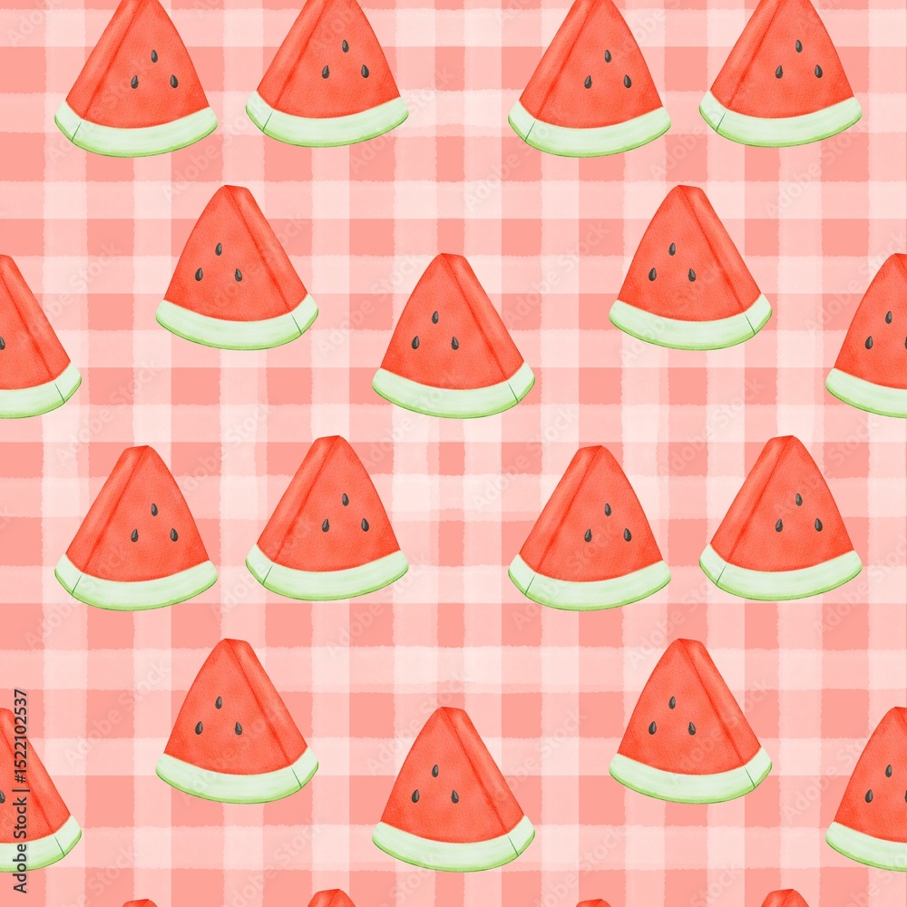 Seamless pattern with summer picnic and on pastel Red Seamless pattern with summer picnic and on pastel Red