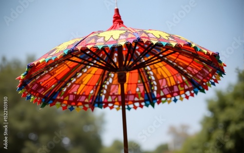 Handmade colorful sun  umbrella from Bagan, Myanmar. High quality