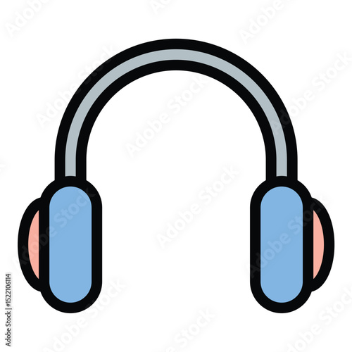 Earmuffs icon flat line style illustration representing hearing protection and cold weather gear, suitable for safety, construction, and winter apparel projects