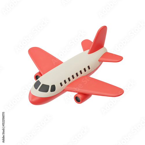 A cute red and white airplane icon perfect for travel websites apps or children's books illustrating air travel and journey concepts.