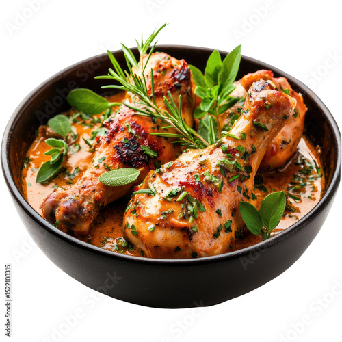 Savory Chicken Drumsticks with Herbs and Creamy Sauce in Bowl