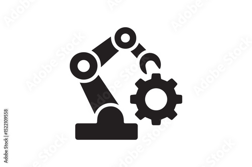 Industrial Robot Gear icon silhouette vector with white background