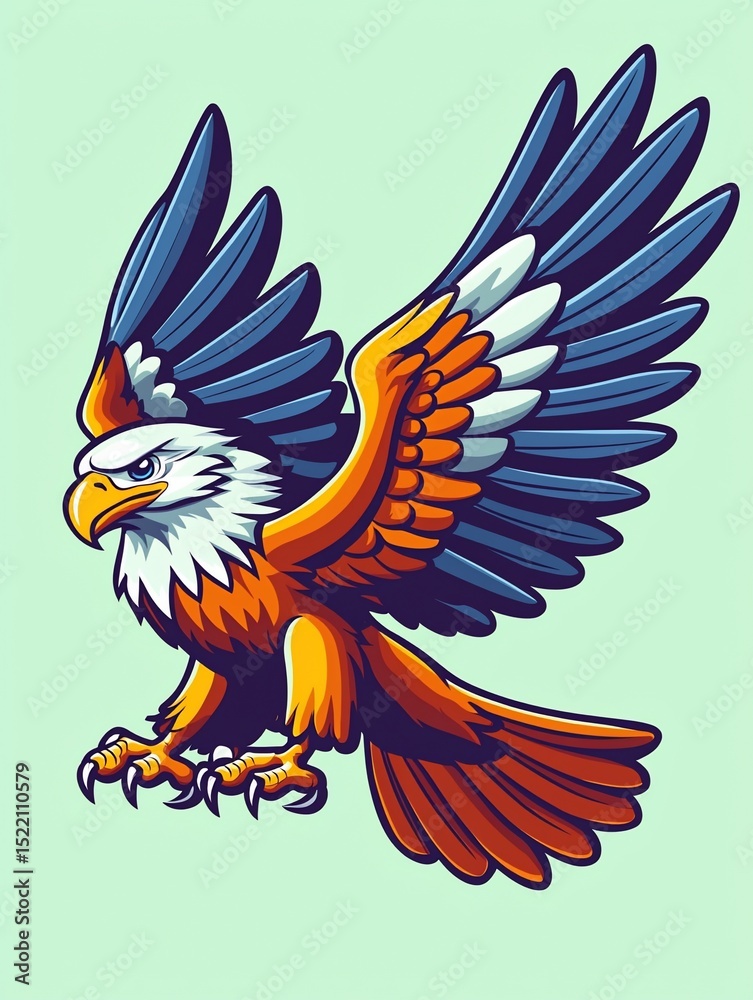 Obraz premium Powerful eagle in flight, vibrant colors