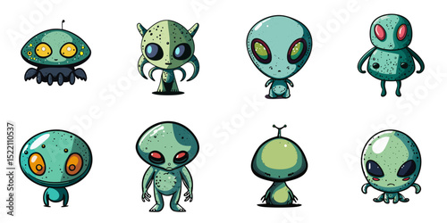 Multiple vector illustration aliens