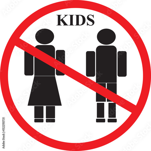 A sign stating that children are prohibited from entering and staying