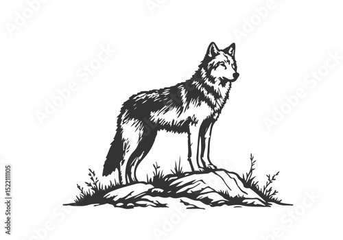 Grey Wolf hand drawn vector illustration