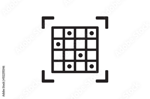 Pattern Recognition Grid icon silhouette vector with white background