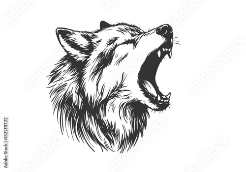 Grey Wolf hand drawn vector illustration